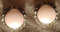 CORO signed Blush and Sparkling Rhinestone Clilpon Earrings