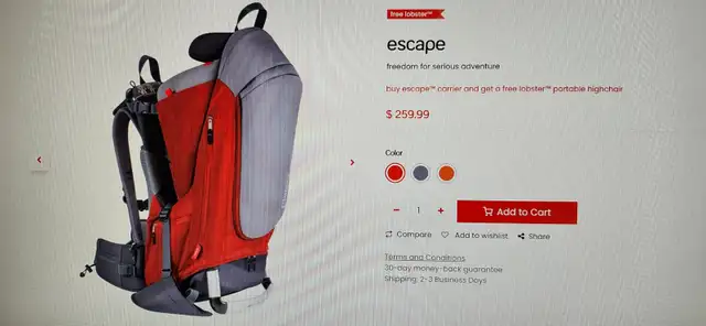Phil&Teds "Escape" Backpack Child Carrier in Strollers, Carriers & Car Seats in Mississauga / Peel Region - Image 2