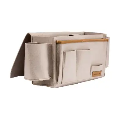 NEW (LOT of 3) Bedside/Sofa/Chair Hanging Organizer/Caddy-Beige, View more