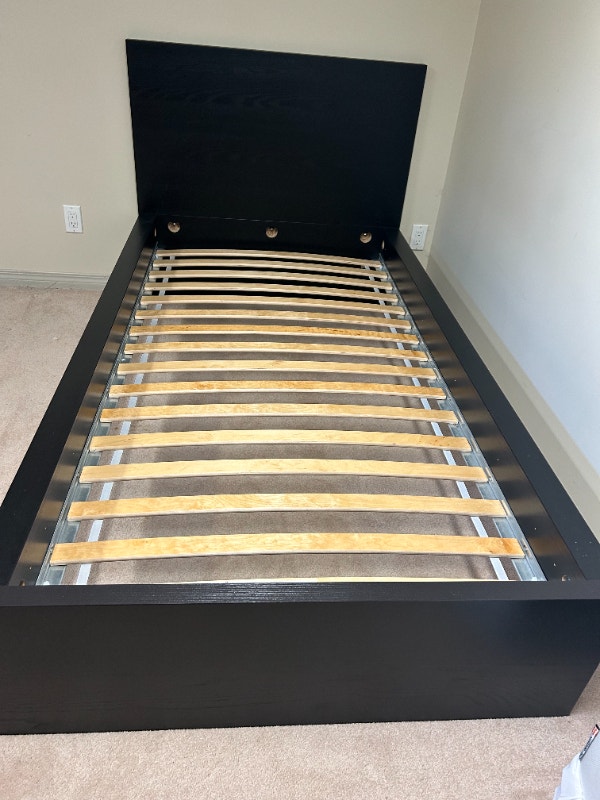 IKEA, Twin Malm Bed Frame, slats, and Haugesund spring mattress. Beds
