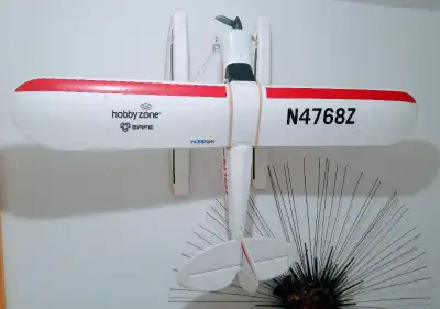 Great shape, With Gyro, 5ft wing span, comes with one battery, You need your own Transmitter to fly...