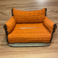 Crochet couch tissue box cover
