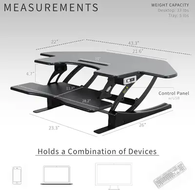 VIVO 109cm Corner Electric Height Adjustable Cubicle Stand Up De, View more
