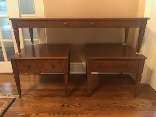 Vintage 1960s Solid Wood Walnut End Table (s)/Coffee Table, View more