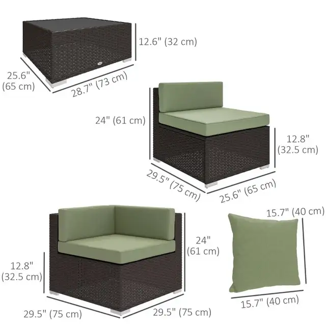 7 Pieces Outdoor Rattan Furniture Set, Patio Wicker Sectional Co in Patio & Garden Furniture in Markham / York Region - Image 8