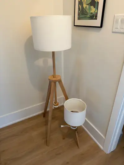 IKEA Ash Wood Lamp Set Floor and Table, View more