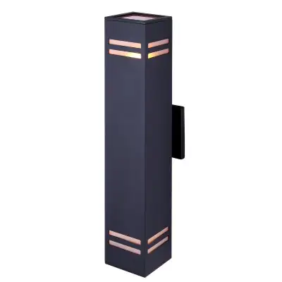 2 Light Outdoor Light with Frosted Glass - Black, View more