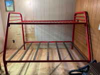 Bunk bed with queen bottom metal frame 