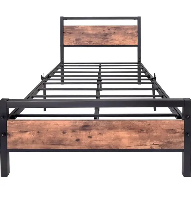 Lit Simple en Métal avec Tête de Lit en Bois | Metal Twin Bed Fr in Beds & Mattresses in Laval / North Shore - Image 6