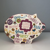 Piggy Bank - Pink w/ Written Illustrations - Hallmark 