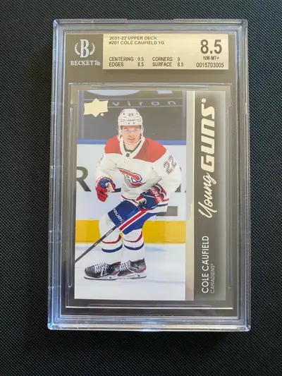 2021-22 YOUNG GUNS COLE CAUFIELD BGS 8.5 RC MONTREAL CANADIENS, View more
