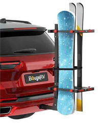 Hitch rack with locks for skis, snowboard, summer gear