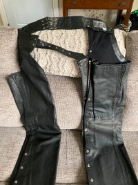 Motorcycle leather chaps lined size M