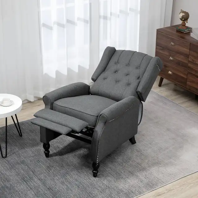 Wingback Reclining Chair with Footrest, Button Tufted Recliner C in Chairs & Recliners in Markham / York Region - Image 7