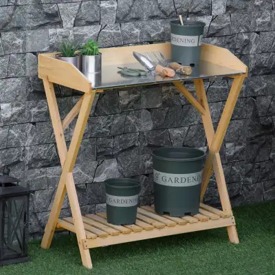 Garden Potting Bench Table, Wooden Work Station, Outdoor Plantin, View more