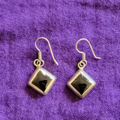 Silver and onyx earrings, View more