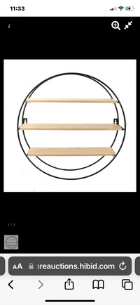 Metal double circle with wooden shelves 