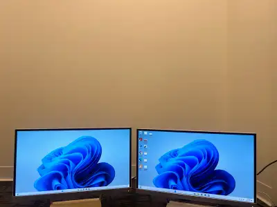Pair of HP 27” White Monitors || Crisp Quality Picture, View more