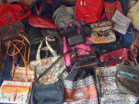 About 50 purses, handbags, shoulder bags, wallets
