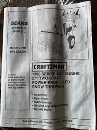 CRAFTSMAN° 1350 SERIES B&S ENGINE 27" TWO-STAGE POWER-PROPELLED