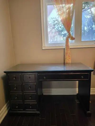 Dark Wood Desk with Glass Top, View more