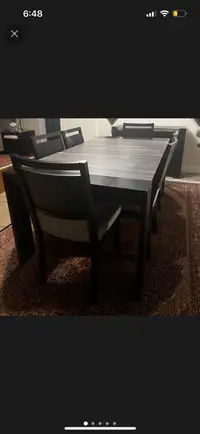 Extendable Table, 6-Chairs, And Cabniet 