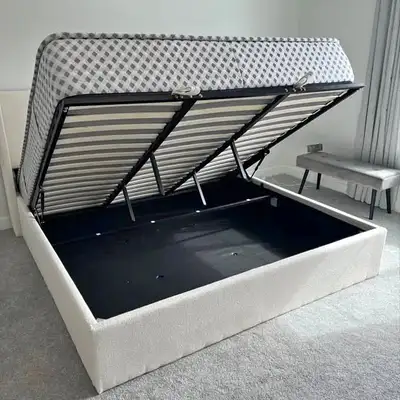 Boucle hydraulic storage bed frame at warehouse rate, View more