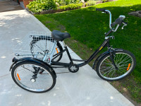 VEVOR Adult Tricycle - 7 speed, 24" Wheels, Black