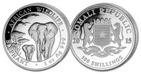 Pièce en argent/silver bullion Somalian elephant 2015