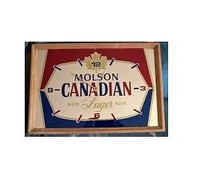 MOLSON CANADIAN LAGER BEER CLOCK MIRROR SIGN