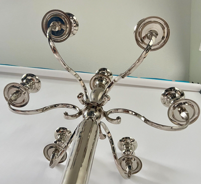 Floor Standing  Candle Holders  5 ft Tall 7 Arm Chrome Steel, View more