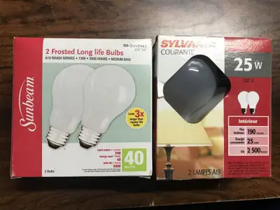 NEW 2 Pack Light Bulbs Sylvania 25 W / Sunbeam 40W, View more