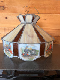 Steam train stained glass lamp