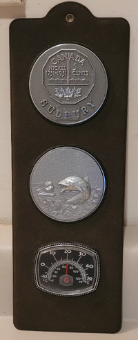 Vintage Canada Sudbury Big Nickel Souvenir with Thermometer
