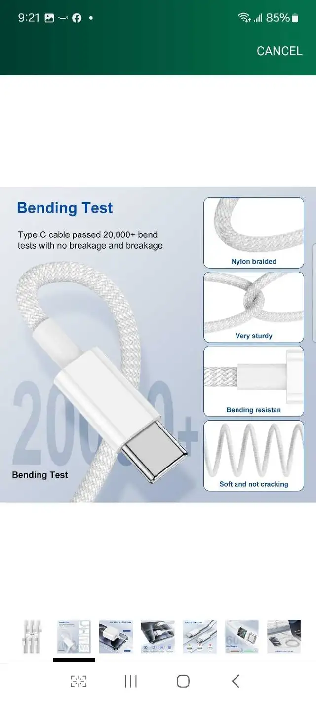 3Pack Type C to Type C Fast Charging Cord for iPhone16/15,USB C in General Electronics in Markham / York Region - Image 8