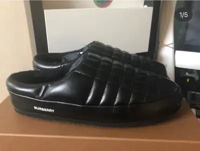 Black Burberry Leather Quilted Slippers – Size 45IT / US 12 – Br, View more