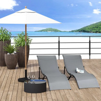Pool Chaise Lounge Chairs Set of 2, S-shaped Foldable Outdoor Ch