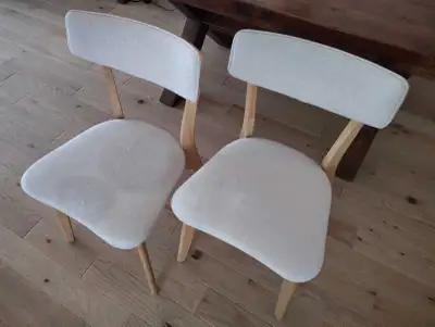 Pair of Modern Wooden Fabric Dining Chairs, View more