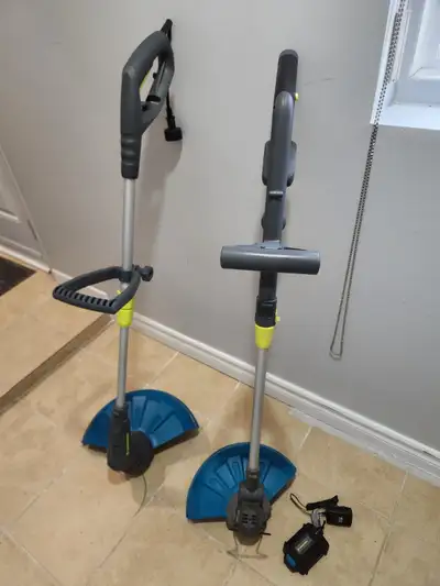 Includes - 1 - Yardworks 20v Cordless Grass Trimmer With Battery, Charger and Spare Trim Line Spool....