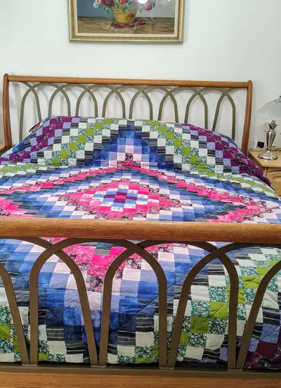 Patchwork super king sized quilt, View more