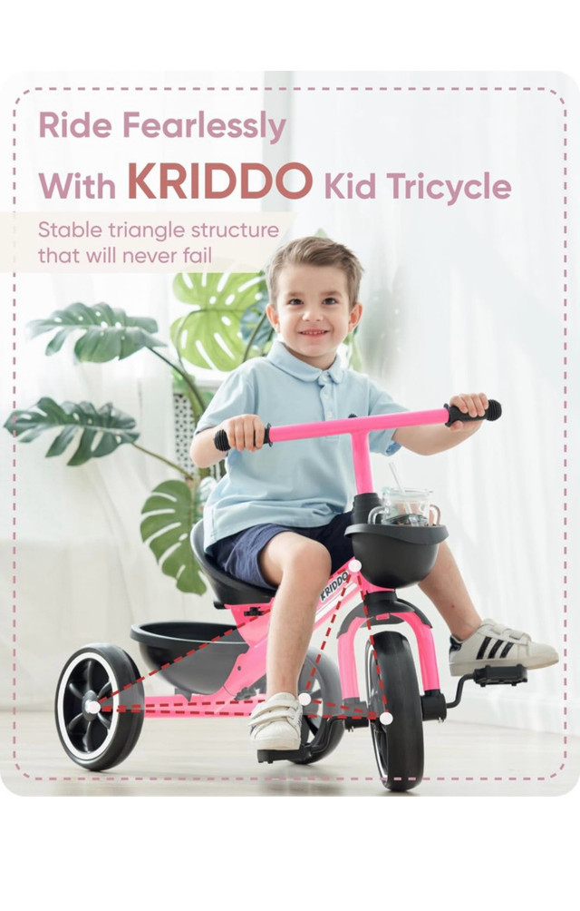 BNIB KRIDDO Kids Tricycle-pink in Kids in Hamilton - Image 2