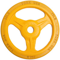 York 25lb Olympic Grip Rubber Bumper Plate Milled Yellow