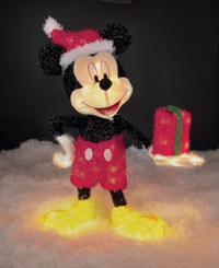 Christmas Mickey Mouse Santa Prelit  Decor 36" Tall  New