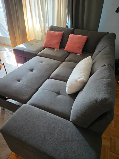 Grey Sectional Sleeper Sofa — Bricks | Like New Condition Selling our beautiful dark grey sectional...