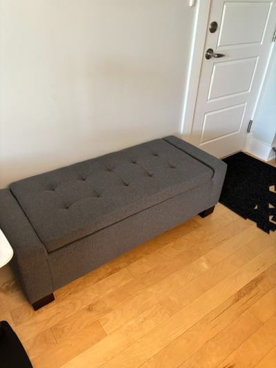Banc de rangement capitonné charbon - 52 po, View more