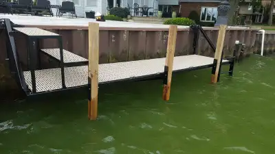 Turn-Key custom docks that simply bolt to your break-wall. No posts or steel piles required, and the...