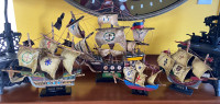 Vintage 4 Handmade Wooden Sailing Boats Nina, Pinta, Albatross