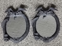 Pair of wall mounted dragon candle holder mirrors.  12" x 9".