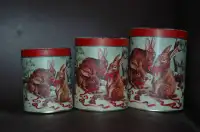 three Collectible Christmas Bunny tins.
