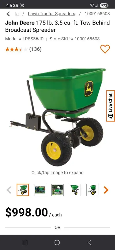 john deere epandeur a engrais, semences ou sable, View more
